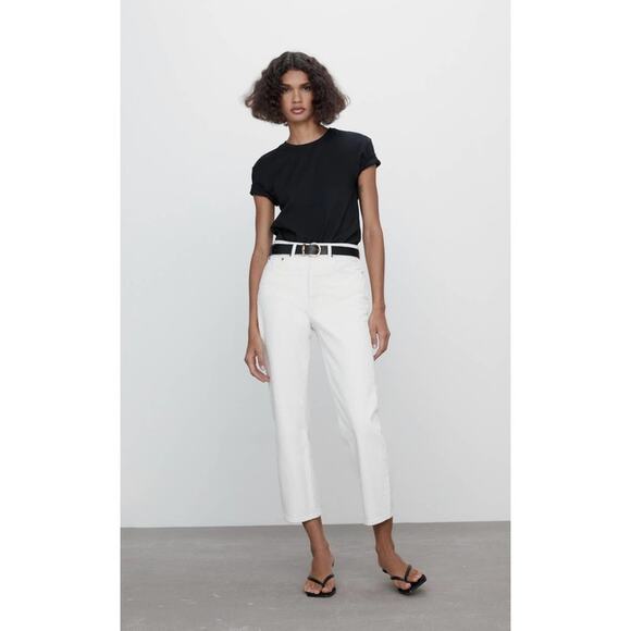 ZARA THE BLISS STRAIGHT JEANS ECRU - Picture 8 of 12